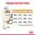 Feeding guide showing daily amounts in grams for 26kg, 32kg, 38kg, and 44kg dogs by activity level. Includes water reminder and metabolisable energy: 3906 kcal per kg.