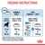 Feeding instructions for 14kg adult target weight: Kibble only, 183g at 2 months, 169g at 10 months. Mix: 1 pouch wet food plus 148g kibble at 2 months, 133g at 10 months.