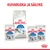 Royal Canin Indoor -kuivaruoka ja Indoor Sterilised -säilykepussit kissoille, pakkauksissa näkyy tuotemerkit ja kissan kuva. Ylhäällä teksti: KUIVARUOKA JA SÄILYKE.