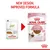 Image showing Royal Canin cat food packaging changing from 'Pediatric Growth' to 'Kitten Up to 12 months', with text: New design, improved formula.