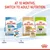 Feeding guide showing to switch from puppy food at 2-10 months to adult nutrition at 10 months, with images of Royal Canin puppy and adult food packs.