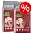 Dve vreči hrane za pse briantos Adult Tender Lamb & Rice, 14 kg, z rdečim krogom in simbolom %. Vidna angleška besedila: High Quality Animal Proteins, Easily Digested, Very Tasty, Balanced Nutrition. Dve vreči hrane za pse briantos Adult Tender Lamb & Rice, 14 kg, z rdečim krogom in simbolom %. Vidna angleška besedila: High Quality Animal Proteins, Easily Digested, Very Tasty, Balanced Nutrition.