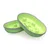 Two green oval plastic bowls with raised bumps inside and grey rims, stacked together. No visible brand or text.