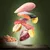 Raw chicken breast, salmon fillet, red meat, apple slice, potato pieces and organ meats floating above a bowl of minced pet food on wooden table, green background.