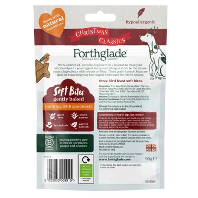 Forthglade Christmas Soft Bites - Three Bird Feast - 90g Forthglade Christmas Soft Bites - Three Bird Feast - 90g