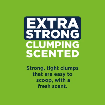 Extra Strong Clumping Scented. Starke, feste Klumpen, die leicht zu entfernen sind, mit frischem Duft.