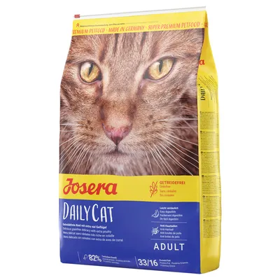 Josera DailyCat, getreidefreies Katzenfutter für Erwachsene, leicht verdaulich, Anti-Haarballen, mit extra viel Geflügel. Made in Germany, Super Premium Petfood.