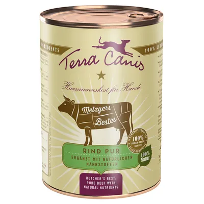 Terra Canis Hausmannskost para perros, Metzgers Bestes Rind pur, con nutrientes naturales. 100% calidad alimentaria, 100% natural. Terra Canis Hausmannskost para perros, Metzgers Bestes Rind pur, con nutrientes naturales. 100% calidad alimentaria, 100% natural.