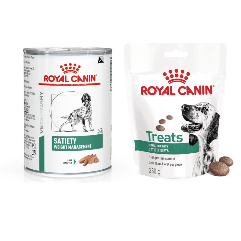 Royal Canin Vet Canine Satiety Weight Management Mousse + Satiety Snacks grátis!