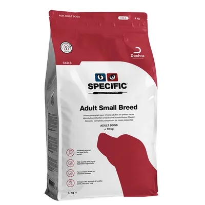 SPECIFIC Adult Small Breed CXD-S, Alleinfuttermittel für erwachsene Hunde kleiner Rassen, 4 kg, moderate Energie, hochverdauliche Zutaten, Omega-3, fermentierbare Fasern.