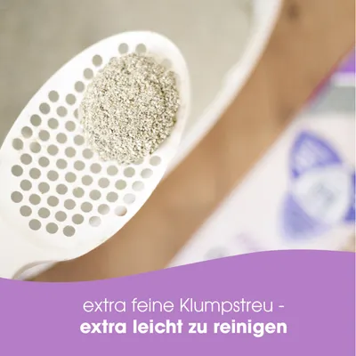 extra feine Klumpstreu, extra leicht zu reinigen.