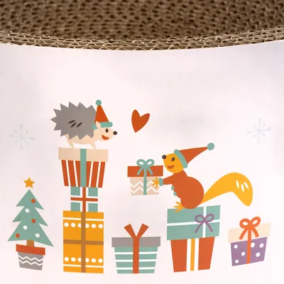 Cardboard Cat Furniture Relax Winter Edition - diameter 39 x (H) 14.5cm Cardboard Cat Furniture Relax Winter Edition - diameter 39 x (H) 14.5cm