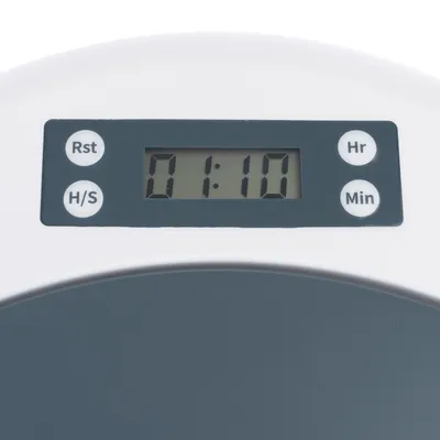 Digitale display met tijdsaanduiding 01:10 en knoppen voor Rst, H/S, Hr en Min.