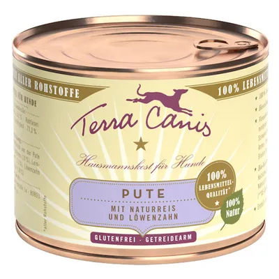 Terra Canis Pute koiran märkäruoka, luonnonriisiä ja voikukkaa, gluteeniton, 100 % Lebensmittel-Qualität, 100 % Natur, Hausmannskost für Hunde, getreidearm