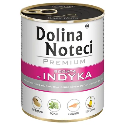 Dolina Noteci Premium, riche en dinde. Aliment complet pour chiens adultes de toutes races avec riz brun, basilic, carottes et huile de lin.