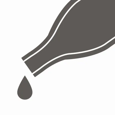 Illustration of a bottle pouring liquid, indicating the product is in liquid form or should be poured.