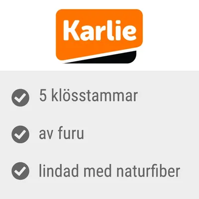 Karlie. 5 klösstammar, av furu, lindad med naturfiber.
