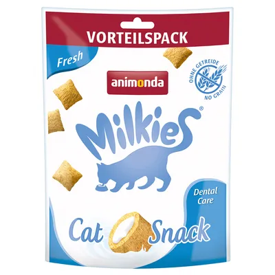 Animonda Milkies Cat Snack Dental Care, Vorteilspack, ohne Getreide, Fresh, mit cremiger Füllung.