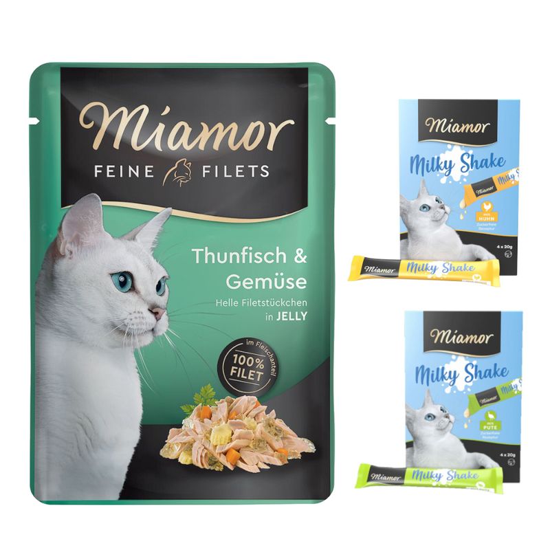 24 x 100 г Miamor Feine Filets + Milky Shake  8 x 20 г в подарок!
