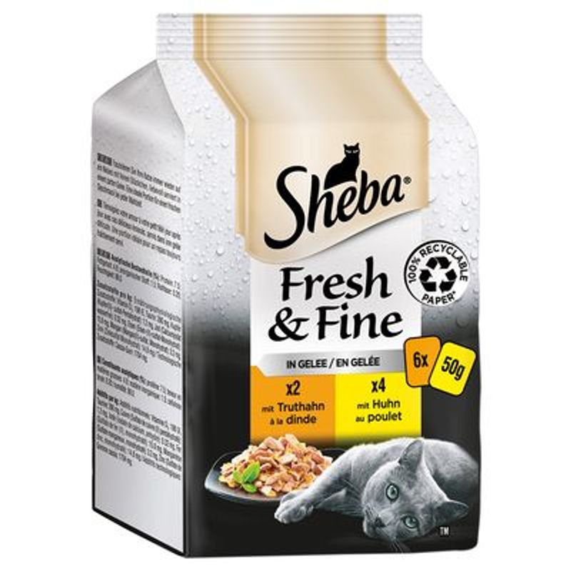 Multipack Sheba Fresh & Fijne vershoudzakjes 6 x 50 g