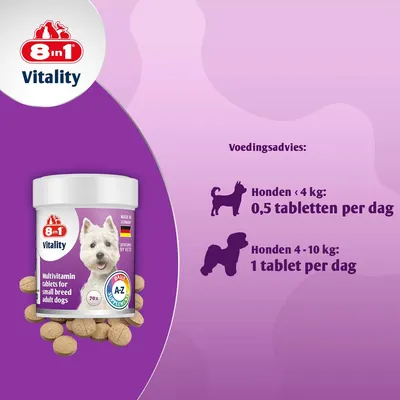 8in1 Vitality multivitamine tabletten voor kleine rassen