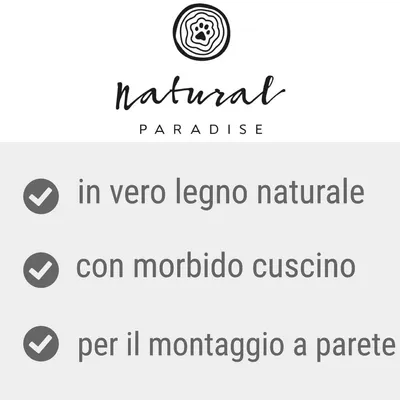 natural PARADISE, in vero legno naturale, con morbido cuscino, per il montaggio a parete