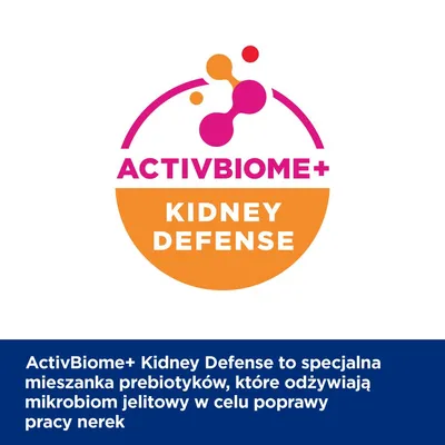 ActivBiome+ Kidney Defense to specjalna mieszanka prebiotyków, które odżywiają mikrobiom jelitowy w celu poprawy pracy nerek