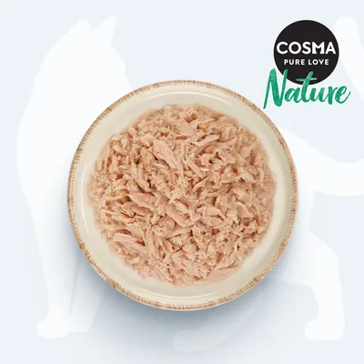Cosma Nature Pure Love. Schale mit zerkleinertem, saftigem Fleisch.