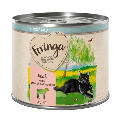 Feringa Single Meat Adult, Kalb mit Brokkoli und Löwenzahn, 200g. Homemade taste begins with love.