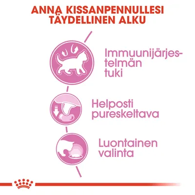 Anna kissanpennullesi täydellinen alku. Immuunijärjestelmän tuki, helposti pureskeltava, luontainen valinta.