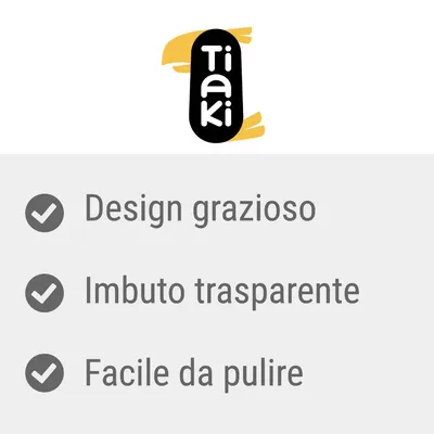 Tiaki. Design grazioso, imbuto trasparente, facile da pulire.