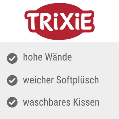 TRIXIE. hohe Wände, weicher Softplüsch, waschbares Kissen