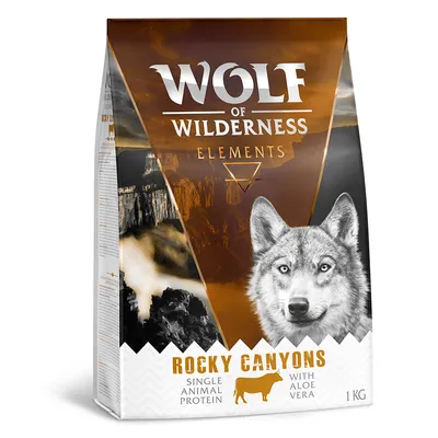 Wolf of Wilderness Elements Rocky Canyons, single animal protein with aloe vera, 1kg pack.