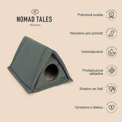 Nomad Tales München pelíšek, prémiová kvalita, navrženo pro pohodlí, vodoodpudivá úprava, protiskluzová základna, snadno se čistí, vyrobeno s láskou.