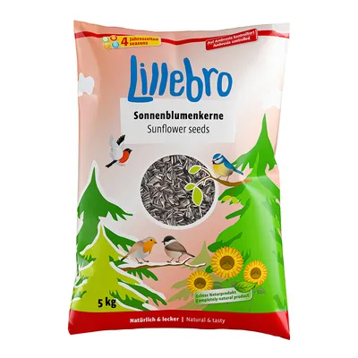 Lillebro Sonnenblumenkerne Sunflower seeds, 5 kg. Producto completamente natural. Para todas las estaciones. Ambrosia controlada. Natural & tasty.