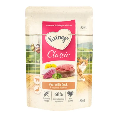 Feringa Classic Meat Menu 12 x 85 g en bolsitas - Pato y ternera con brócoli Feringa Classic Meat Menu 12 x 85 g en bolsitas - Pato y ternera con brócoli
