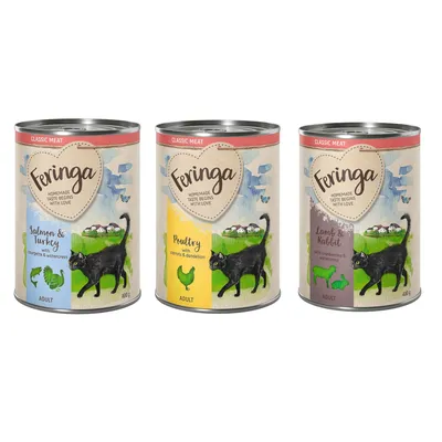 Kokeilulajitelmat Feringa Classic Meat 6 x 400 g  - lajitelma 4: siipikarja, lammas & kani, lohi & kalkkuna