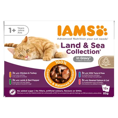 IAMS 48 x 85 g comida húmeda para gatos en oferta: 36 + 12 ¡gratis!