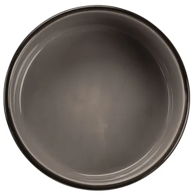Gamelle ronde en céramique grise, vue du dessus, sans décorations ni texte visible.