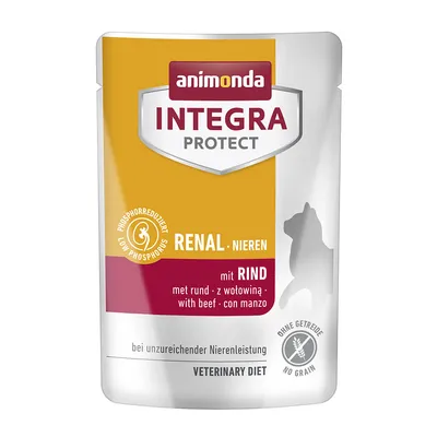 Animonda Integra Protect Renal-Nieren naudalla, vähennetty fosfori, viljaton. Heikolle munuaistoiminnalle. Veterinary Diet.