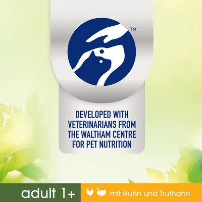 Entwickelt mit Tierärzten des Waltham Centre for Pet Nutrition. Adult 1+ mit Huhn und Truthahn.