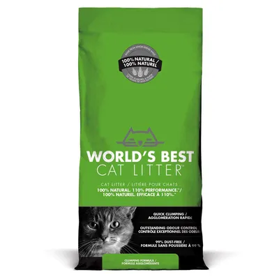 World's Best Cat Litter, 100% natürlich, 110% Leistung, schnelle Klumpenbildung, herausragende Geruchskontrolle, 99% staubfrei. Katzenstreu aus ganzen Maiskörnern.