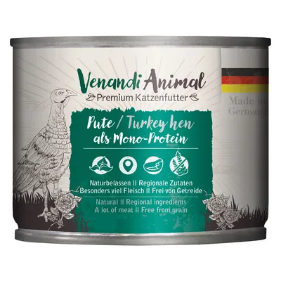 Venandi Animal Premium Katzenfutter, Pute als Mono-Protein. Naturbelassen, regionale Zutaten, besonders viel Fleisch, frei von Getreide. Made in Germany.
