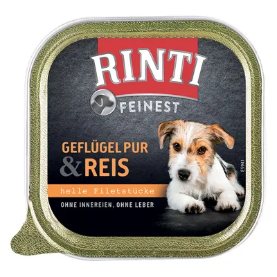 Rinti Feinest ave pura y arroz, trozos claros de filete, sin vísceras, sin hígado.