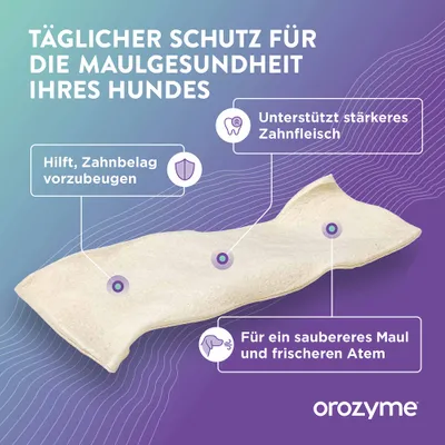 Täglicher Schutz für die Maulgesundheit Ihres Hundes: Hilft, Zahnbelag vorzubeugen, unterstützt stärkeres Zahnfleisch, für ein saubereres Maul und frischeren Atem. orozzyme. Täglicher Schutz für die Maulgesundheit Ihres Hundes: Hilft, Zahnbelag vorzubeugen, unterstützt stärkeres Zahnfleisch, für ein saubereres Maul und frischeren Atem. orozzyme.