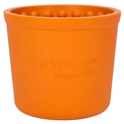 LickiMat Yoggie Pot Snack Dog Toy – Orange - 9.5 x 9 cm (Diameter x H)