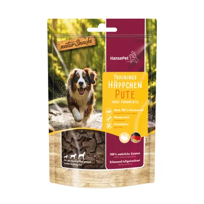 HansePet tréninkové kousky krůta, min. 90 % obsah masa, monoproteinové, bez obilovin, 100% přírodní ingredience, šetrně sušené vzduchem, vhodné pro všechny velikosti psů. HansePet tréninkové kousky krůta, min. 90 % obsah masa, monoproteinové, bez obilovin, 100% přírodní ingredience, šetrně sušené vzduchem, vhodné pro všechny velikosti psů.