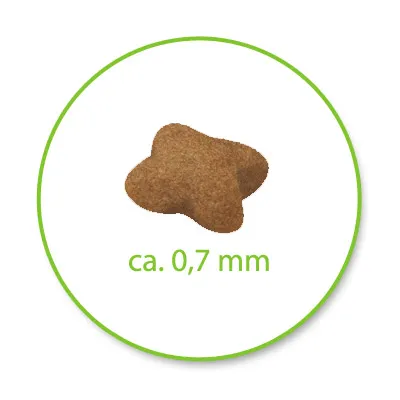 Гранула с форма на звезда, приблизителен размер: ca. 0,7 mm (текстът е на немски език)