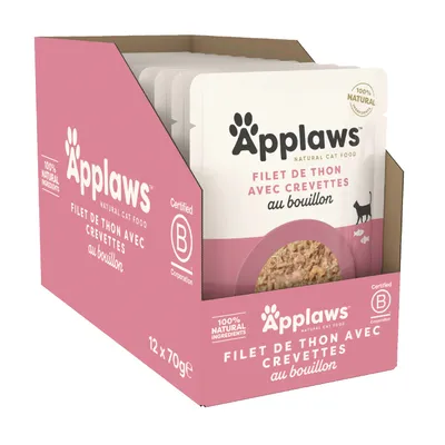 Applaws Cat Natural in Brühe 12 x 70 g - Thunfisch mit Pazifik-Garnelen