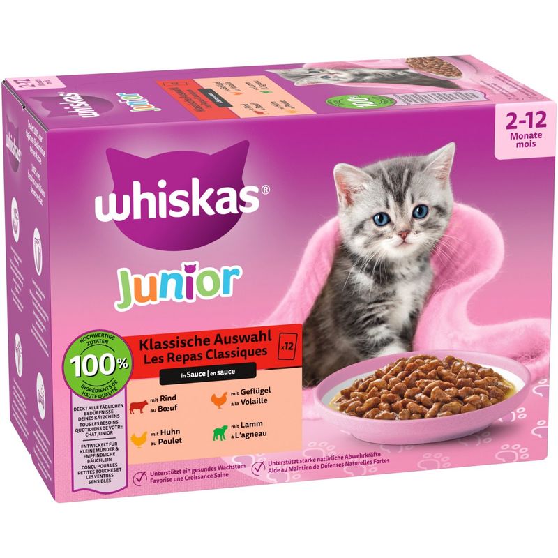 Pakiet mieszany Whiskas Junior, saszetki, 12 x 85 g